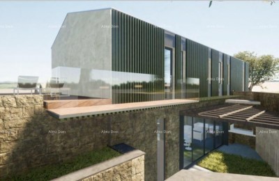 Baugrundstück mit Ruinenhaus in Labin zu verkaufen, mit Meerblick und Projekt.