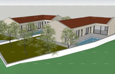 Verkauf - zwei Baugrundstücke mit rechtskräftigen Genehmigungen zum Bau von Häusern mit Pool, Marčana! Der Bau kann sofort beginnen!