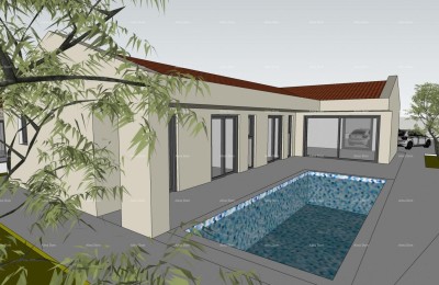 VERKAUF – Baugrundstück mit Baugenehmigung und Hausprojekt mit Pool, Marčana!