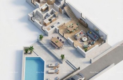 Sv. Nedelja, Grundstück mit Baugenehmigung und Projekt für ein Haus mit Pool