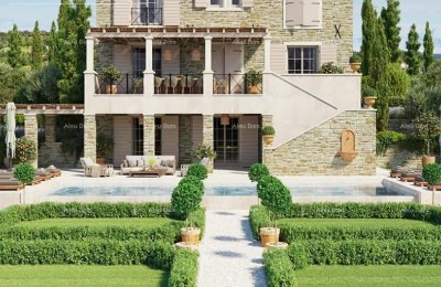 Motovun – Baugrundstück 1.965 m² mit Projekt für eine Villa und Blick auf die Natur