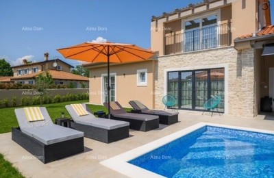 Luxuriöse, komplett eingerichtete Istrien-Villa mit Studio-Apartment, Pool und Meerblick, Kanfanar!